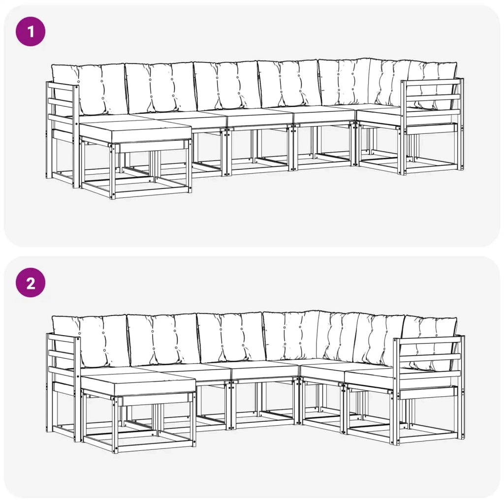 Set di divani da esterno con cuscino 7 pcs Bianco e Beige 3389683