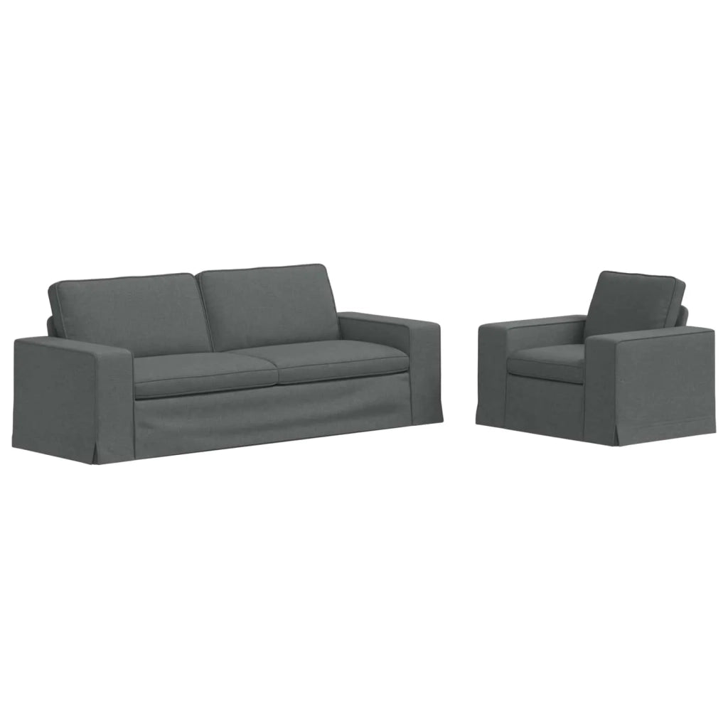 Divano 2 pcs Grigio scuro 182 x 80 x 82 cm Tessuto