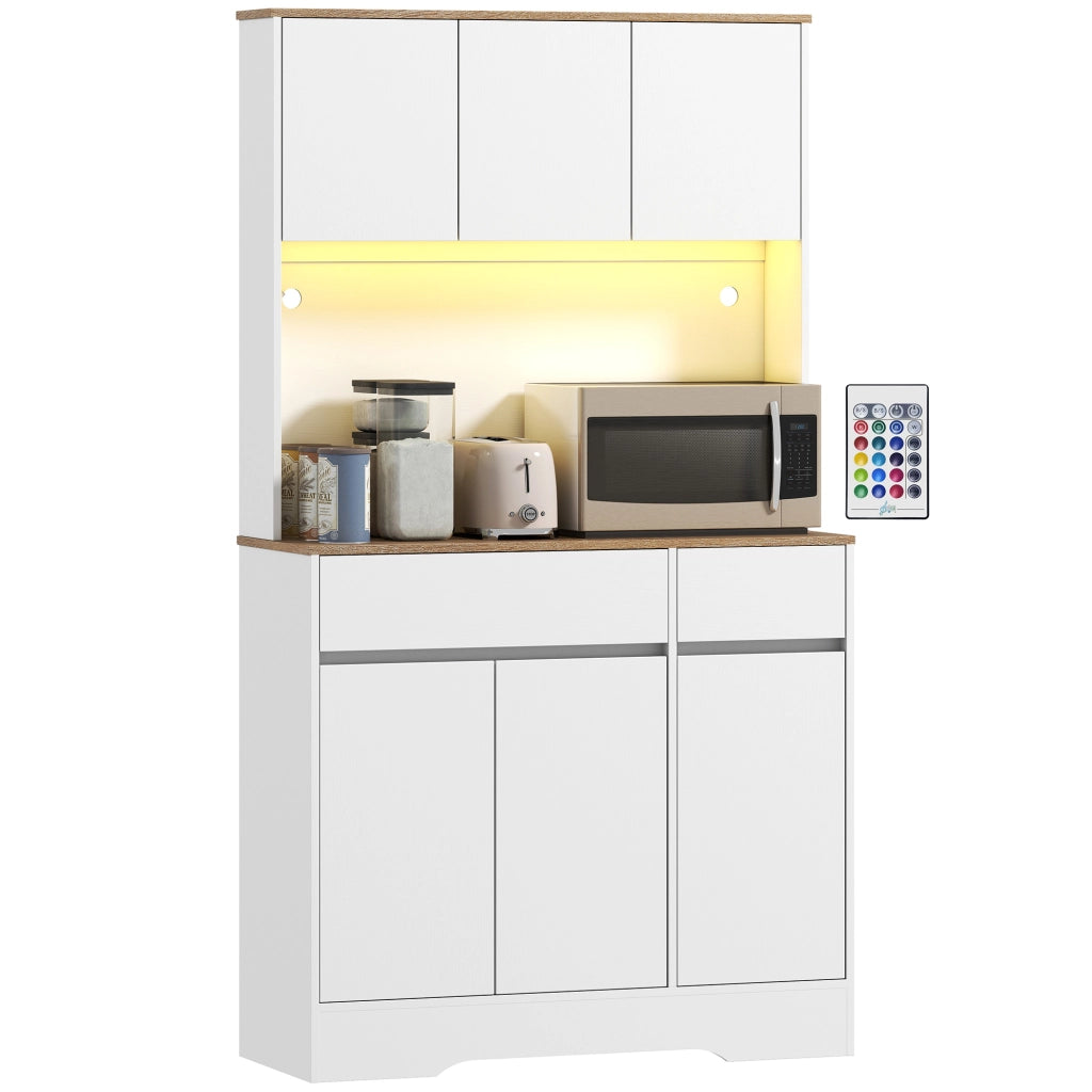 Buffet da cucina ¨C zephmum ¨C 6 ante, 2 cassetti, bianco, con luce LED