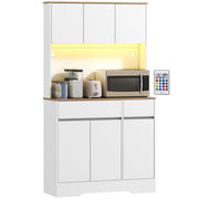 Buffet da cucina ¨C zephmum ¨C 6 ante, 2 cassetti, bianco, con luce LED