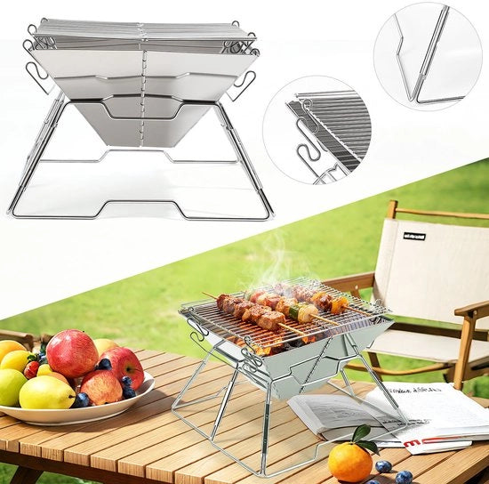 Barbecue a Carbone con Montaggio Rapido e Regolazione di Altezza