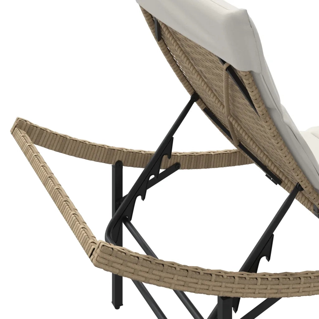 Lettini Prendisole 2 pz con Cuscini Beige in Polyrattan 3277304