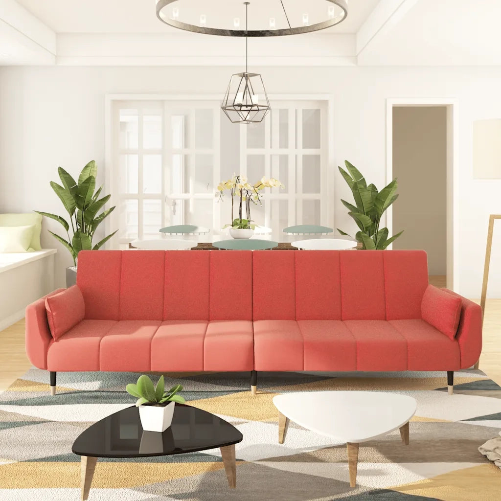 Divano letto | Sof¨¤ letto | Letto singolo a 2 Posti con 2 Cuscini Rosa in Velluto