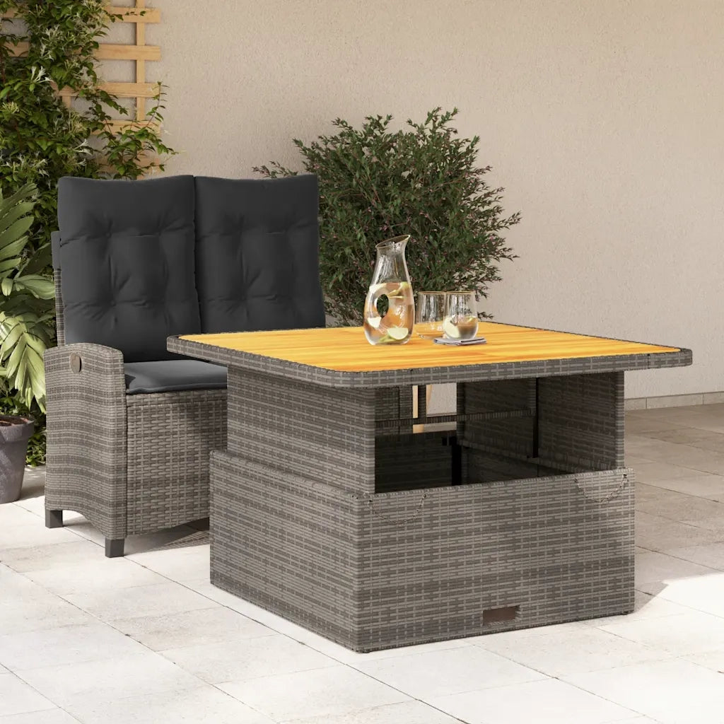 Set da Pranzo da Giardino 2 pz | Set Salotto da Giardino con Cuscini in Polyrattan Grigio