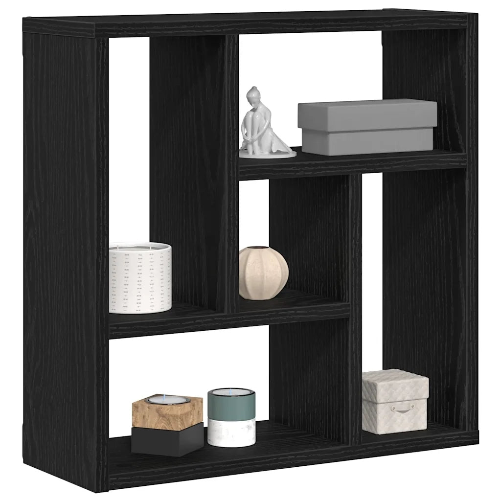 Scaffale a Parete Rovere Nero 45x16x45 cm in Truciolato