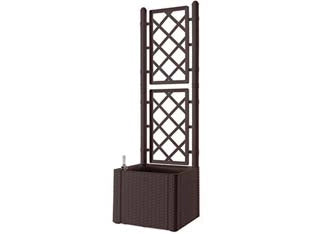 FIORIERA NATURAL DELUXE MOKA QUADRA CON SPALLIERA  cm.43x43x142h.  lt. 35    STEFANPLAST