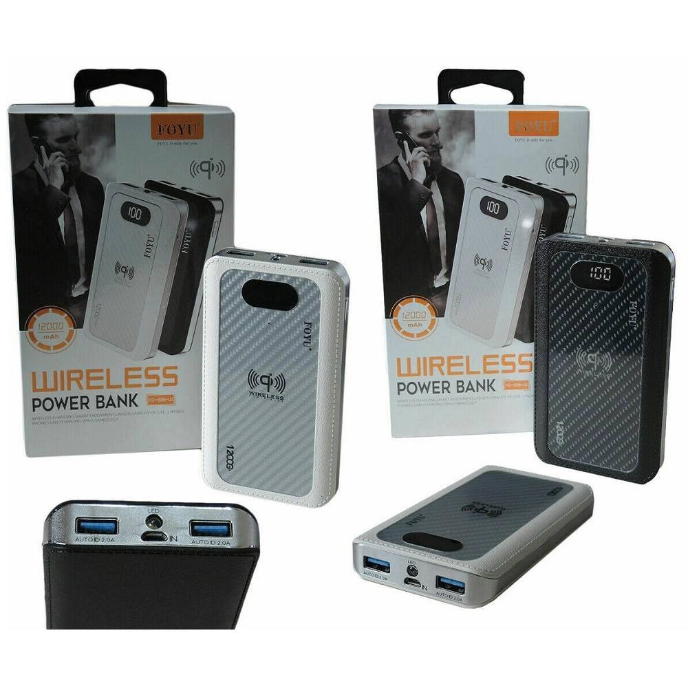 Trade Shop - Power Bank 4 In 1 Caricatore Wireless Senza Fili Qi Led 12000mah Carica Batteria -
