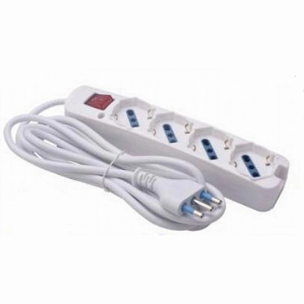 Trade Shop - Multipresa 4 Uscite Universali Con Interruttore Luminoso Spina 16a Cavo 3mt 80190n -