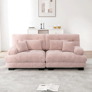 Divano angolare Cloud - Xylo - 2 posti in chenille con struttura in legno massello, rosa