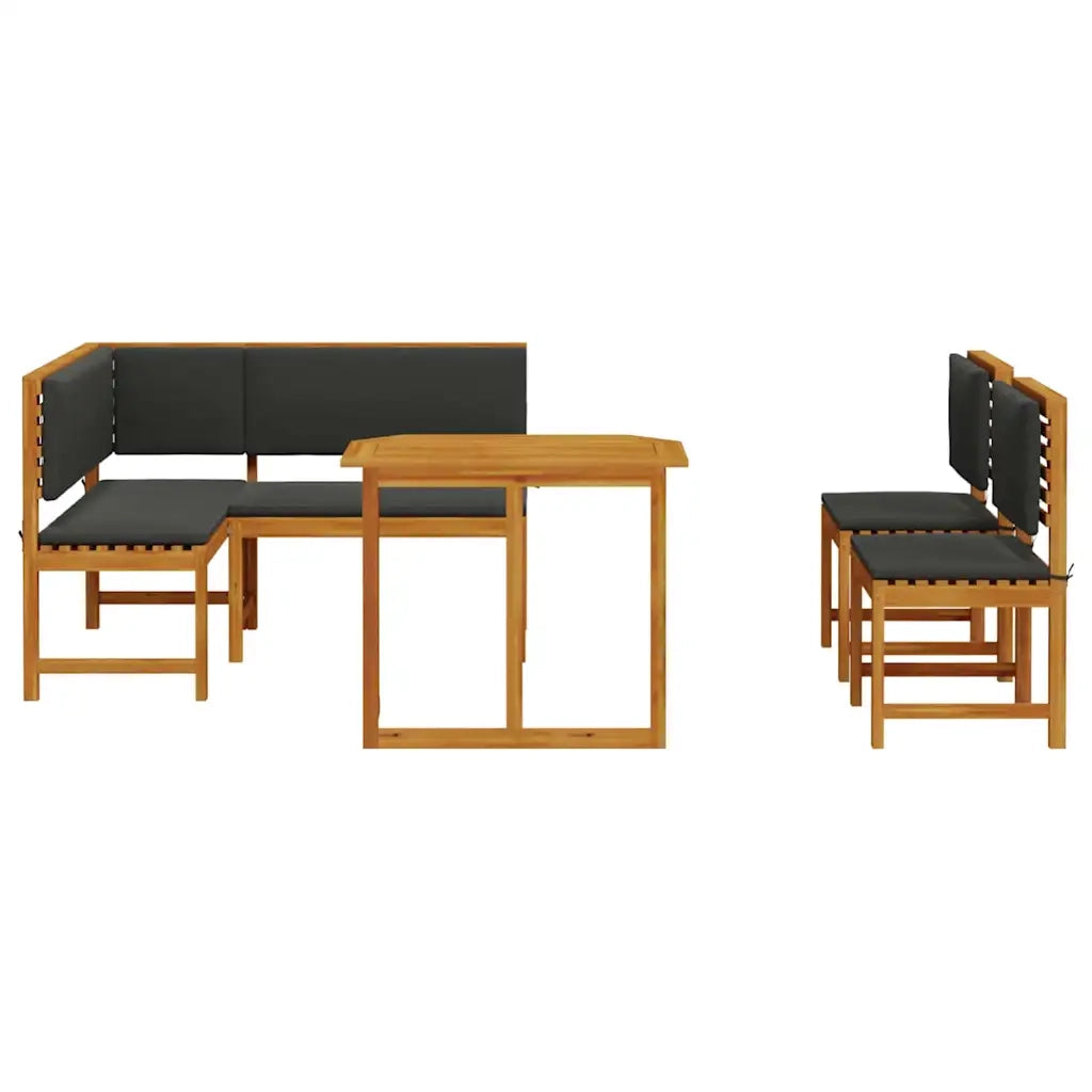 Set Panchina da Giardino 4 pcs Marrone Legno di Acacia Massello 3329102