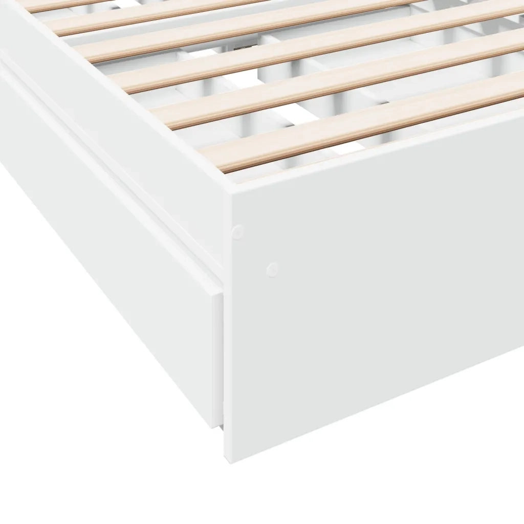 Giroletto con Cassetti-Struttura Letto con contenitore Bianco 90x190 cm in Legno Multistrato 725628