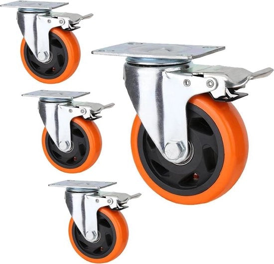 Ruote pesanti con accessori di montaggio - 125 mm ruote di trasporto con freni - rotazione 360° - capacità di carico 720 kg