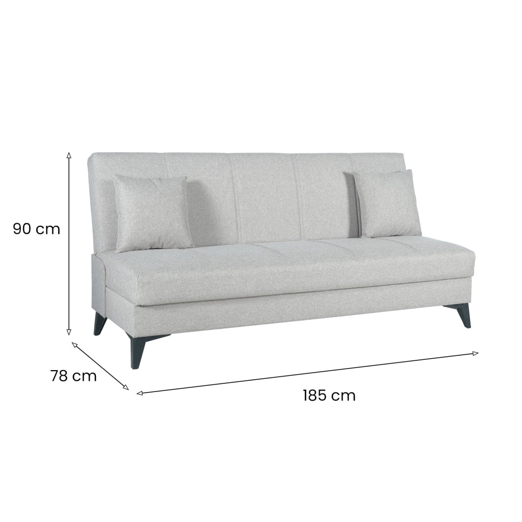 Caneva, Divano Letto 3 Posti Contenitore, 185x78 cm Bianco