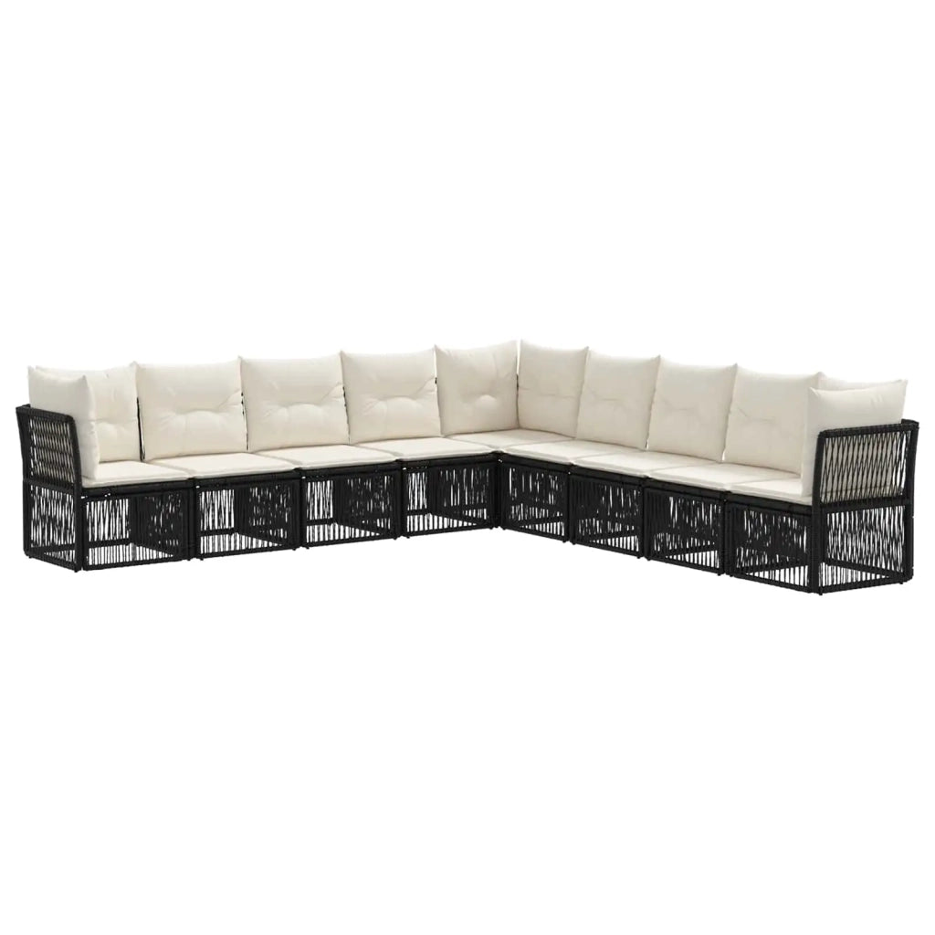 Set Divano da Giardino 9 pcs Nero polyrattan 3434245