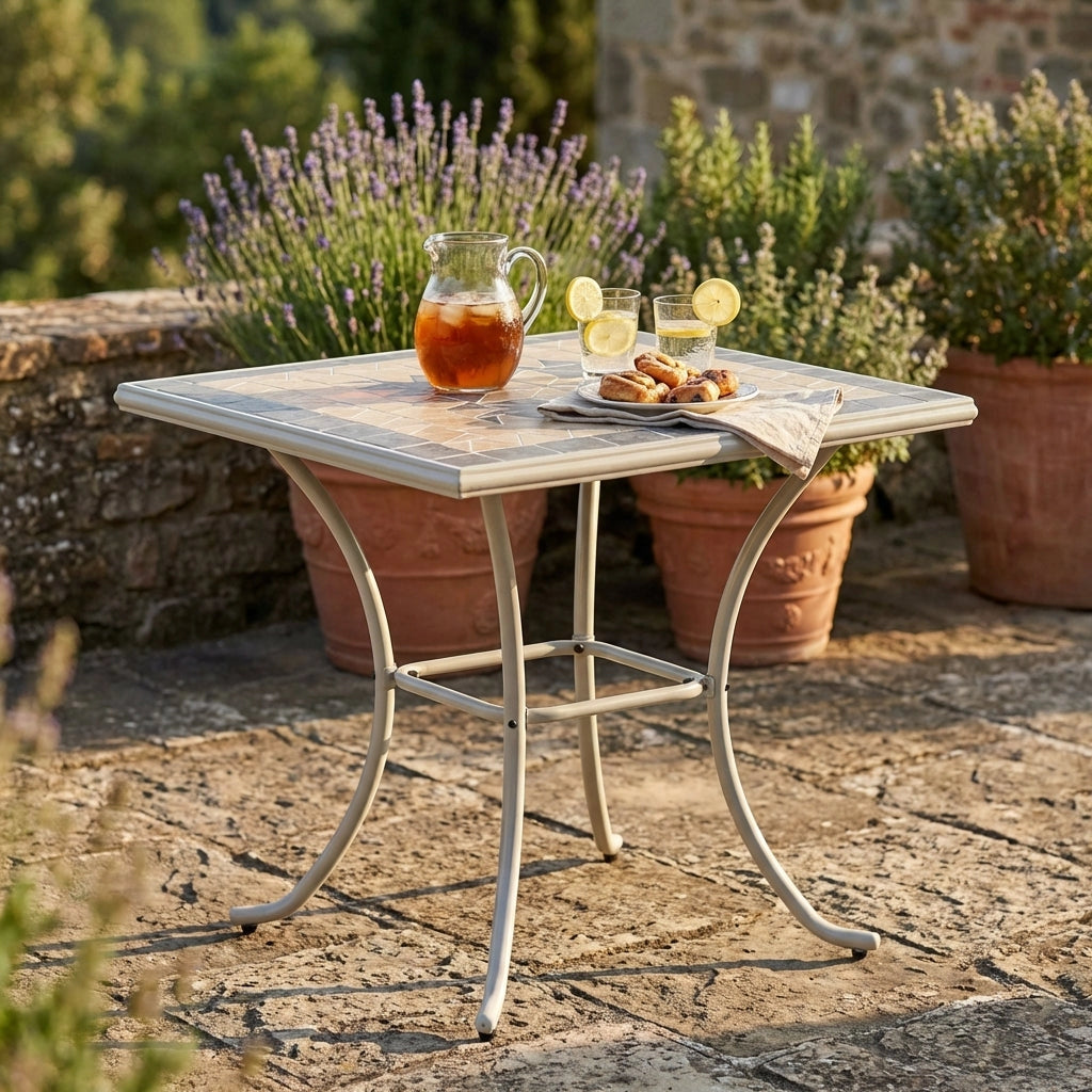 Tavolo da Giardino Quadrato con piano in Mosaico 80x80 - NEVIL