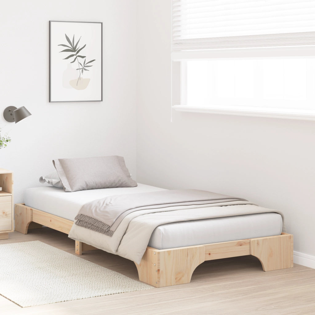 Rete Letto Naturale Legno di Pino Massello 75 x 190 cm Semplice