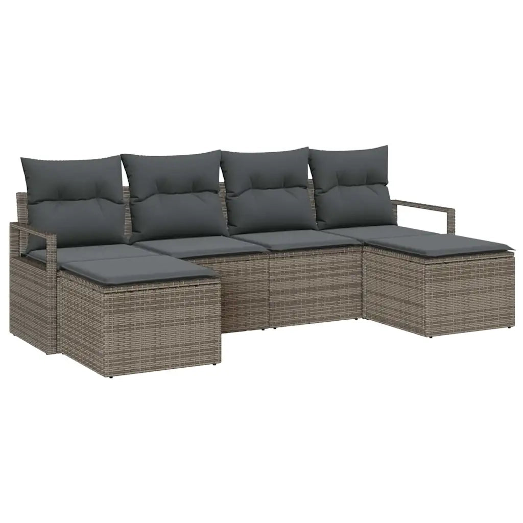 Set di divani con cuscino 6 pcs Grigio polyrattan 3355158
