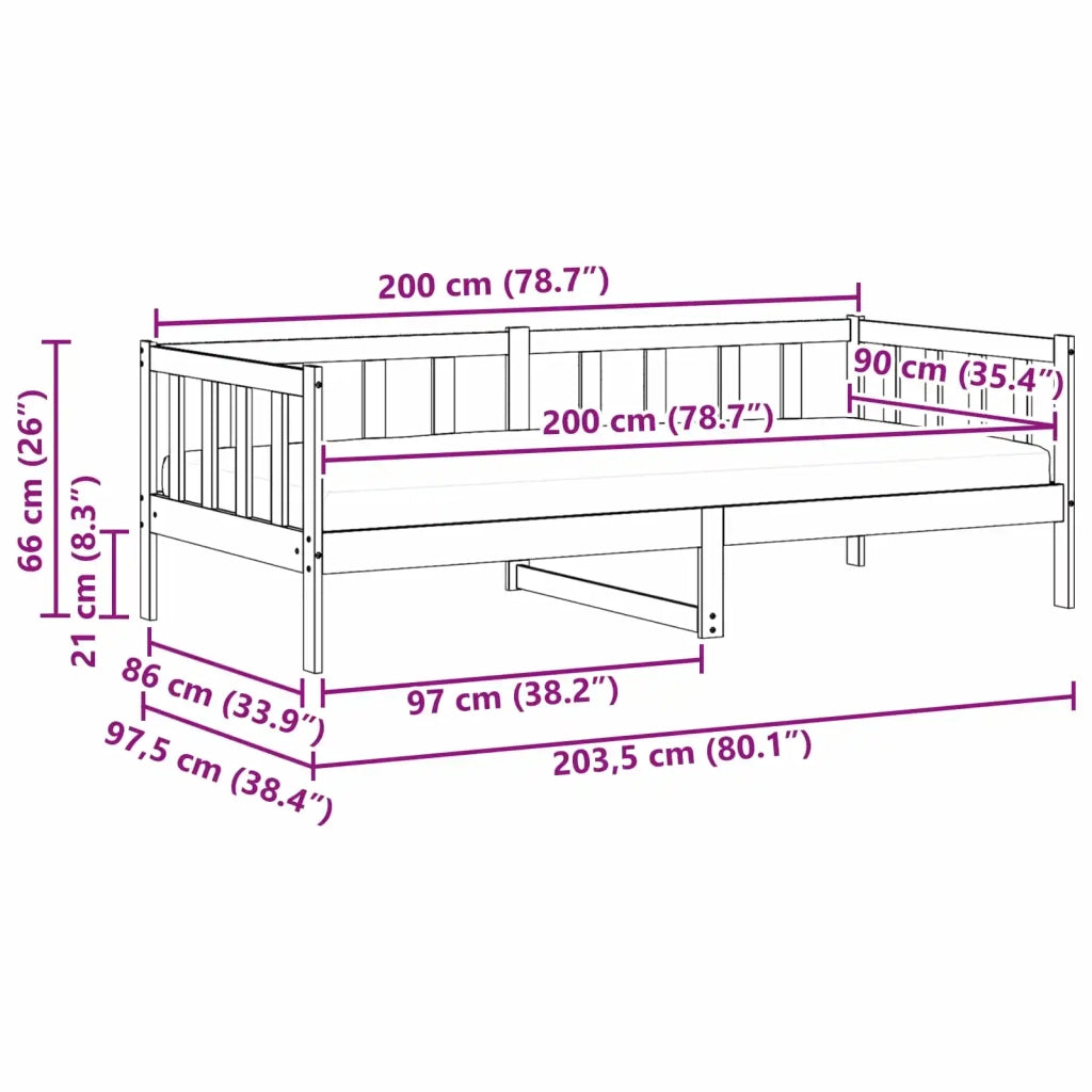 Letto Giorno con materasso Marrone Cera e Bianco 90 x 200 cm 3422699