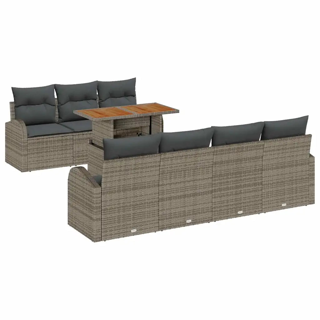 Set Divano da Giardino 8 pcs Grigio Poly Rattan 3358281