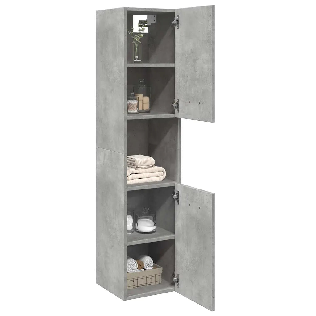 vidaXL Mobile Pensile da Bagno Grigio Cemento 30x30x130cm Truciolato
