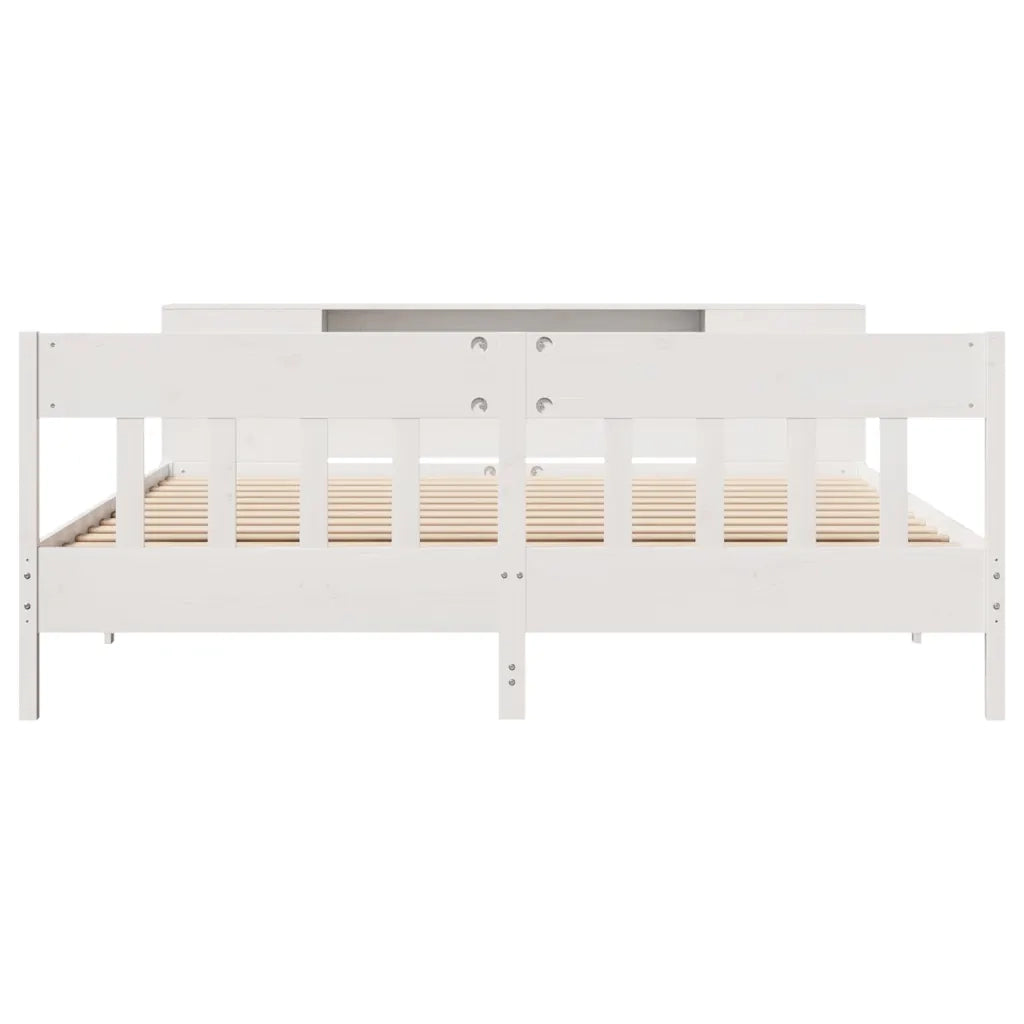 Letto Libreria senza Materasso Bianco 200x200 cm Legno di Pino 3323171