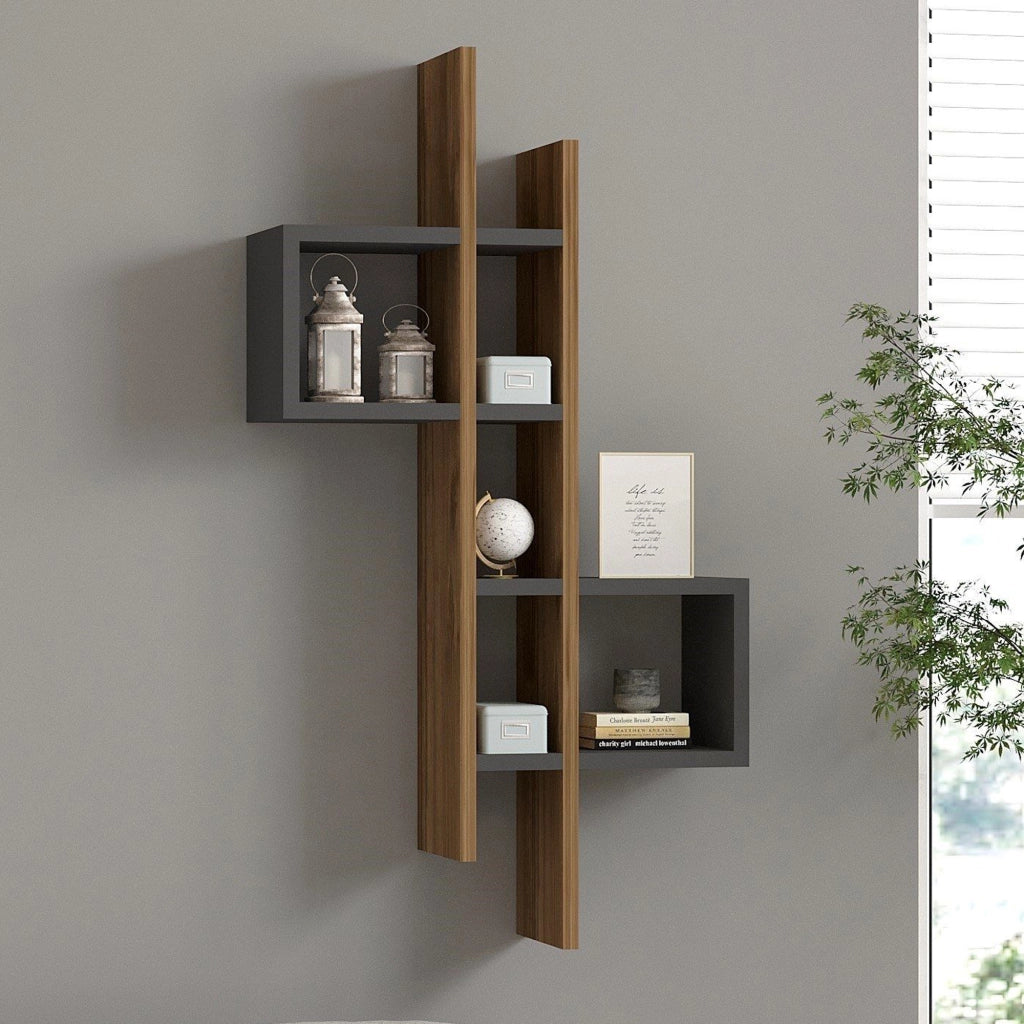 Modugno, Mensola 7 Ripiani, 54x20x108h cm Marrone Noce