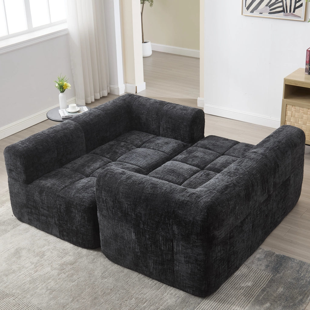 DIVANO Chaise Lounge 158x90x60 cm in Chenille Nero