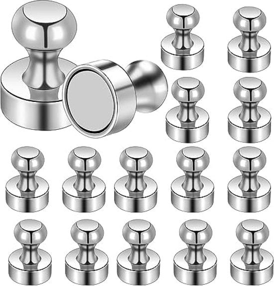 Magnetici neodymium forti 16 pezzi piccoli per whiteboard, frigorifero, lavagna e ufficio scuola mini argento