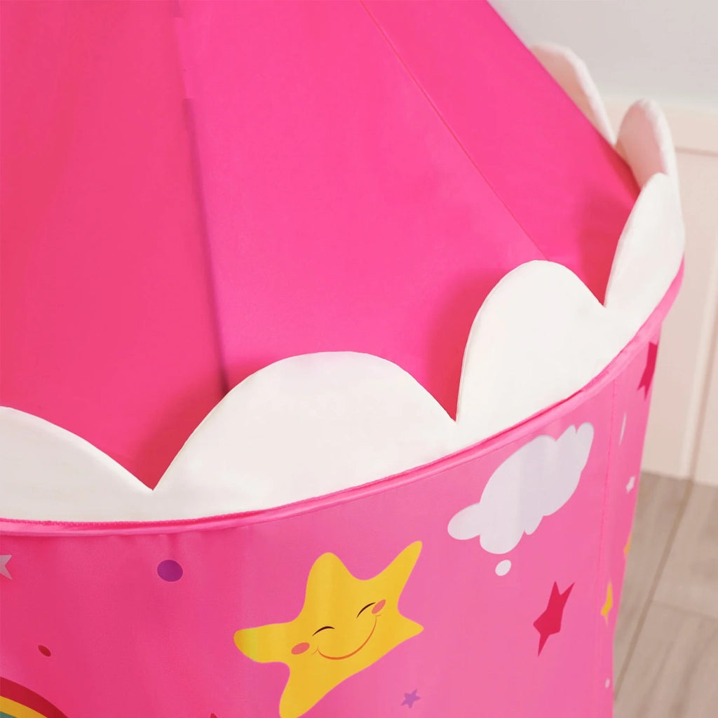 Tenda da gioco per bambini castello tenda pop-up portatile con borsa per il trasporto idea regalo per interni ed esterni rosa e giallo 12_0002288