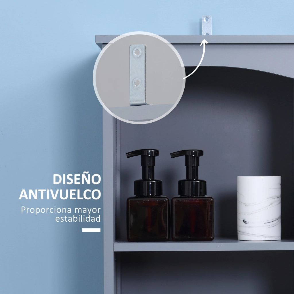 Armadietto da Bagno Stretto con Cassetto e Ripiani ¨C zephmum ¨C Grigio 34x24x170 cm