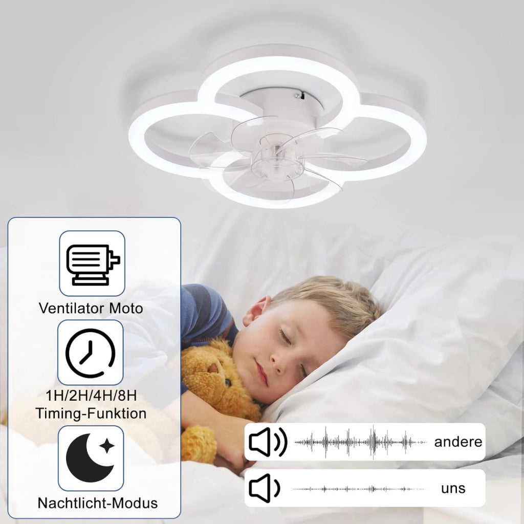 ZMH Ventilatore da soffitto con luce silenzioso a 6 velocità moderno dimmerabile per soggiorno