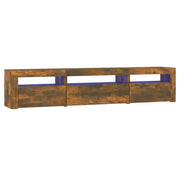 Mobile TV | Armadietto TV | Mobile Porta TV con Luci LED Rovere Fumo 195x35x40 cm