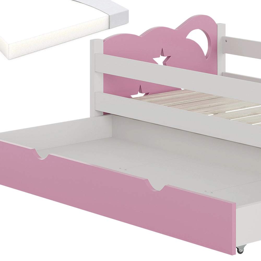 Vitalispa Letto per bambini Rosa/bianco 80x160 cm con cassetto e materasso