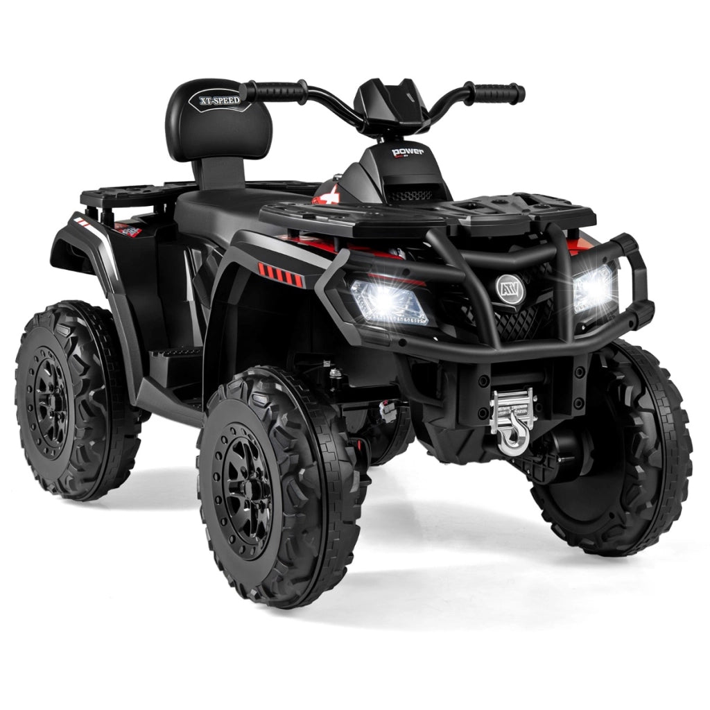 Veicolo elettrico quad a 4 ruote da 24V con 2 posti a sedere, Kids ATV avvio morbido e sospensione a molle Nero-Macchinine giocattoli