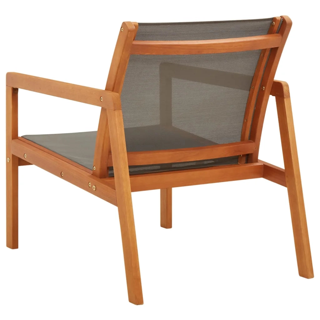 Sedia da Giardino Grigia Legno Massello Eucalipto e Textilene 48697