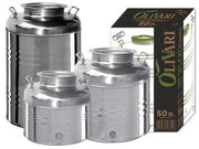 BIDONE CONTENITORE FUSTO OLIO OLIVARI 50LT IN ACCIAIO INOX DA 15/30/50LT