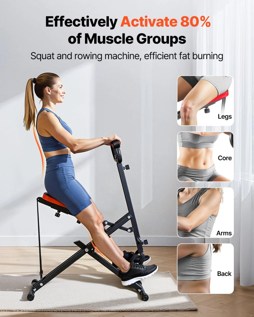 Attrezzo per Squat Profondi e Glutei Pieghevole YZJ-523-3, Macchina Fitness da Casa Regolabile a 5 Livelli, Nero