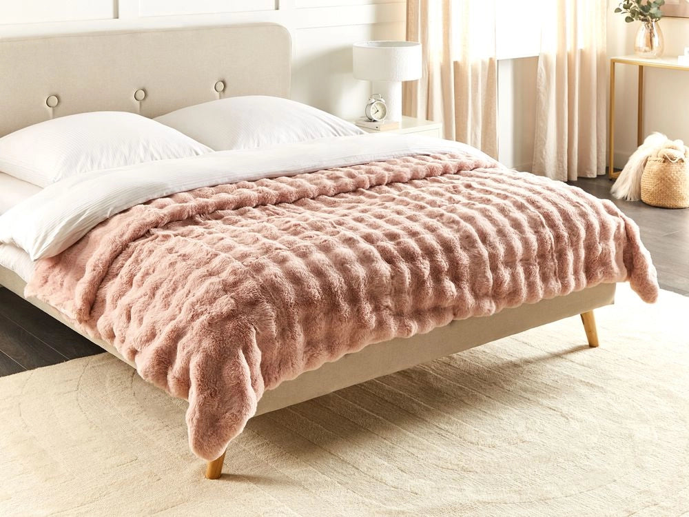 Coperta in finta pelliccia rosa 200 x 220 cm camera da letto