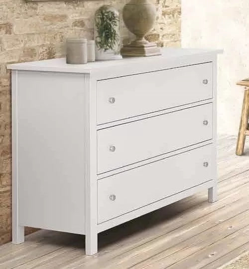 Como'  in legno 3 cassetti  laccato bianco 114 x 51 x 95 h (734) - Mobili 2G