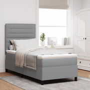 Letto a Molle con Materasso e LED Grigio Chiaro 100x200 cm in Tessuto