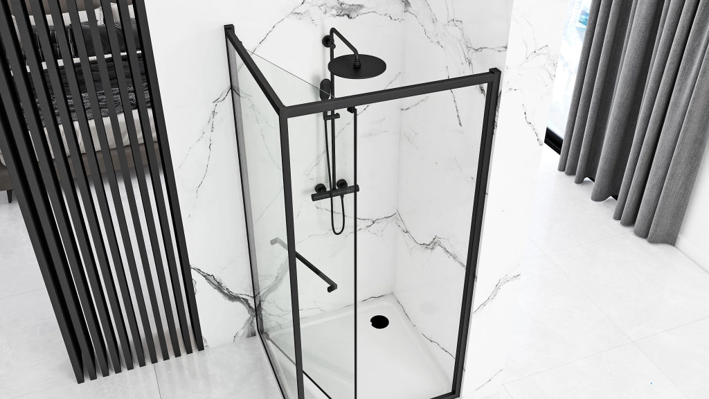 Cabina Doccia Rea Space In Black 80x100 senza piatto doccia