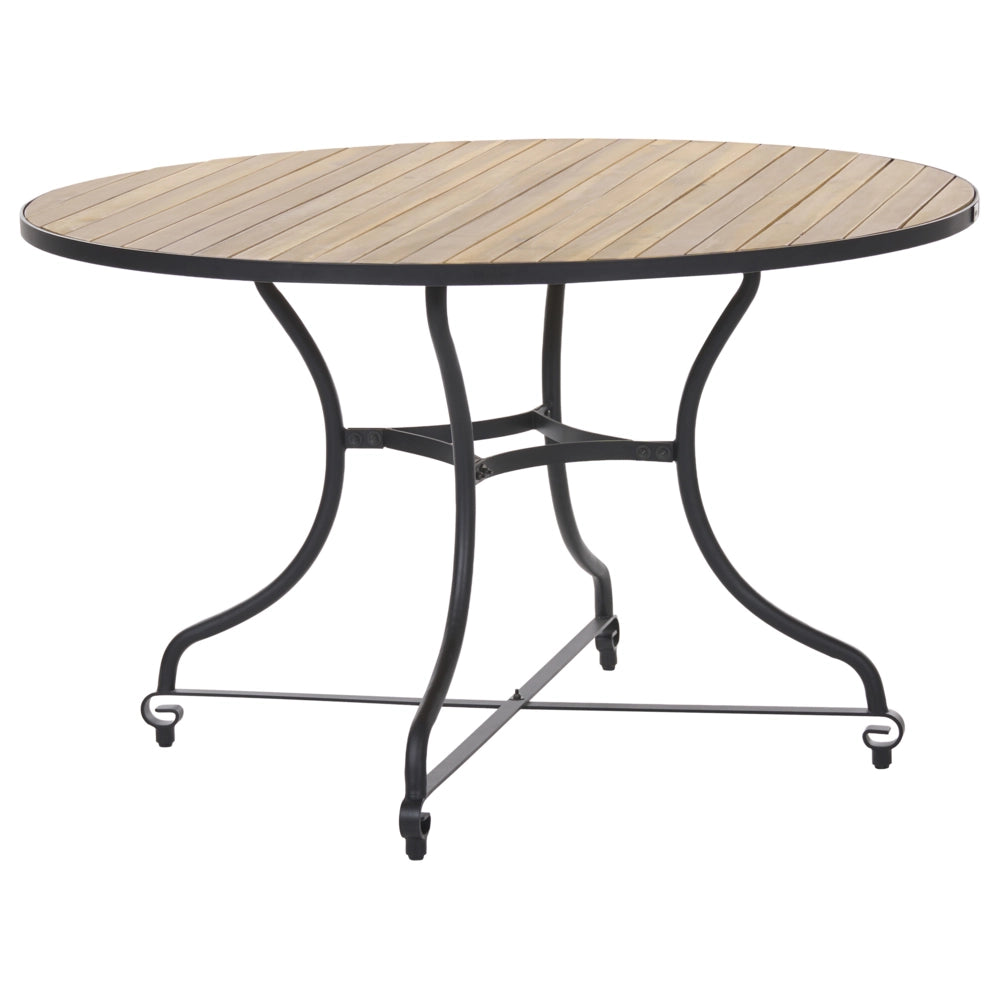 Set da pranzo da giardino per esterni con 4 sedie e tavolo in legno di acacia, struttura pieghevole in acciaio, legno di acacia marrone chiaro