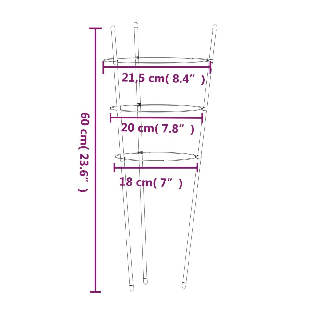 Supporti Piante da Giardino con 3 Anelli 5 pz Verde 60cm Acciaio CFW6454335