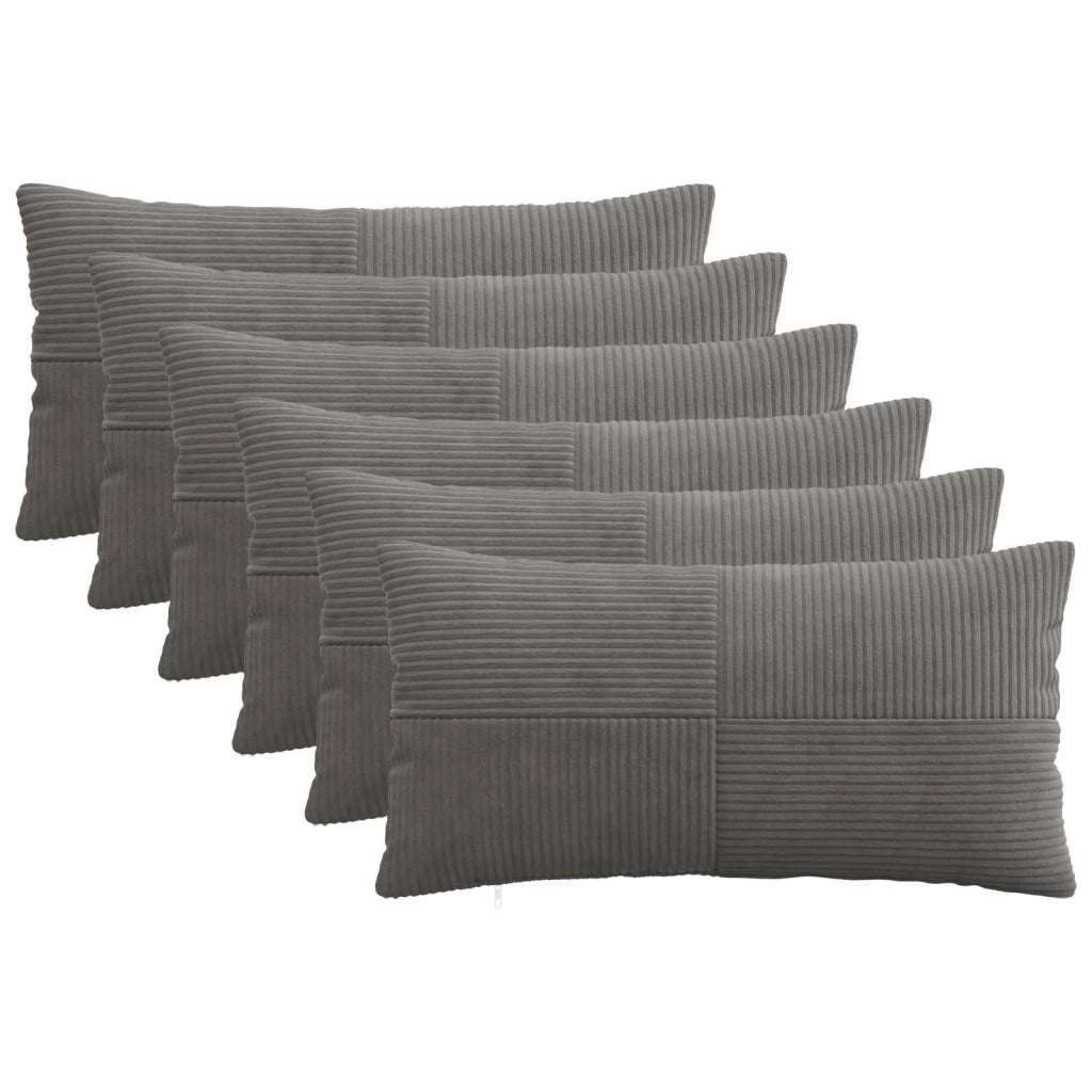 Federa 6 pcs ALMELO Grigio Scuro 40 x 70 cm corduroy 914488