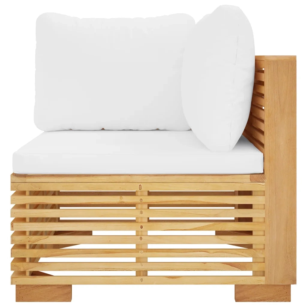 Divano Angolare da Giardino con Cuscini Crema Massello di Teak