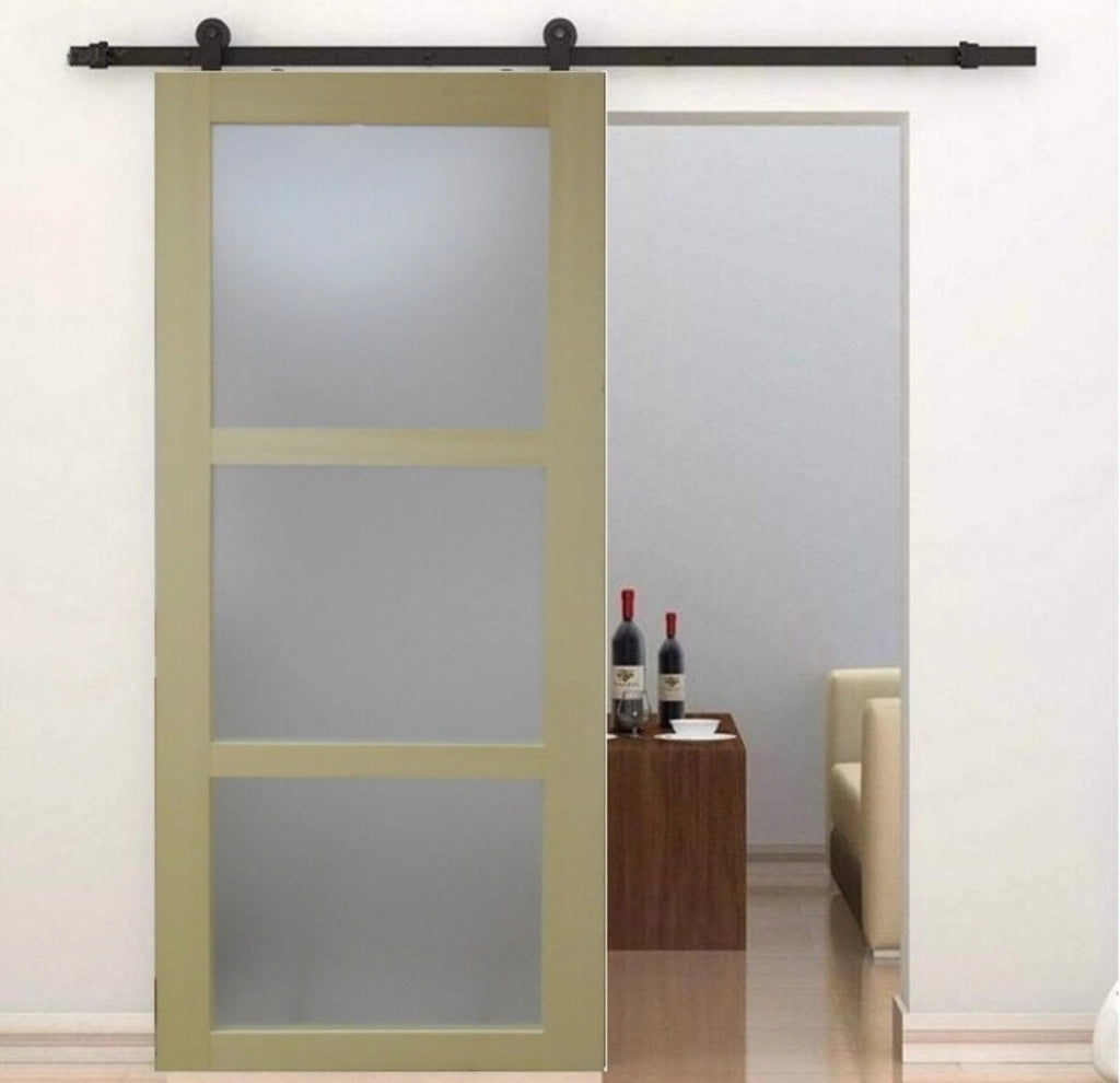 Porta scorrevole smaltata Ayous impiallacciato 3 vetri H204 x L73 + guida a ruota