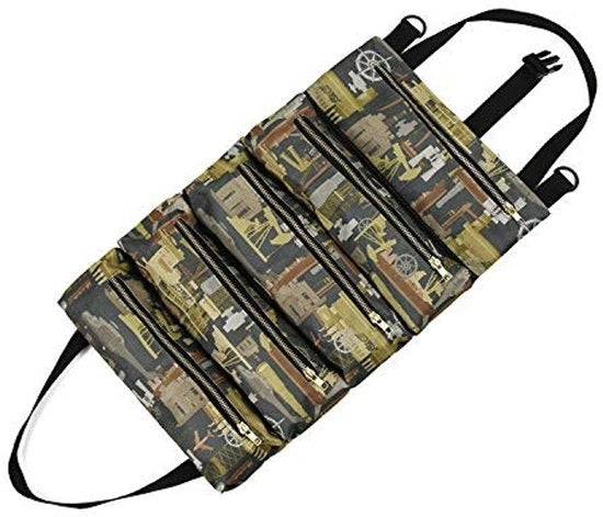 Organizzatore di attrezzi Camuffato - Ripiegabile - 5 Compartimenti - Canapa - 49x29cm - Leggero 300g - Organizzatore di attrezzi