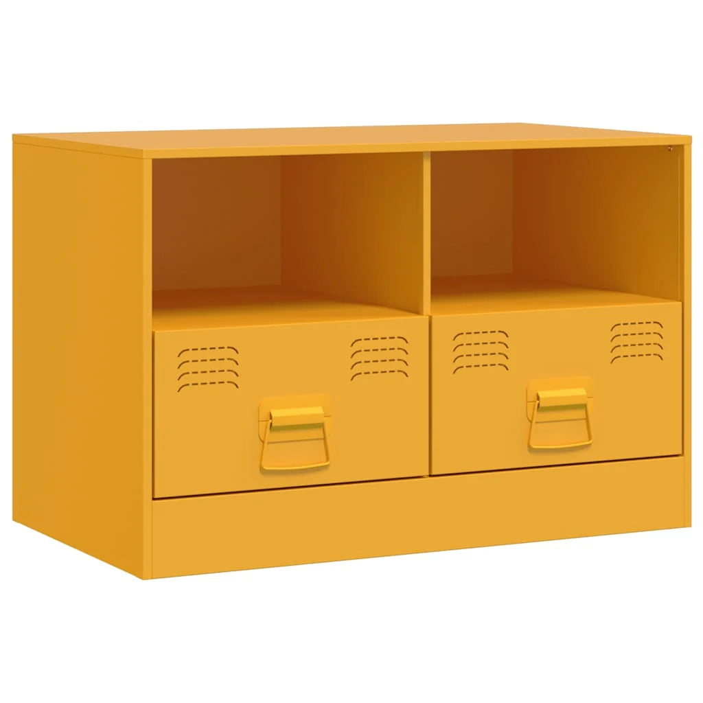 Mobile TV multimediale mensola TV credenza TV sala da pranzo soggiorno camera da letto giallo senape 67 x 39 x 44 cm acciaio giallo 02_0027660