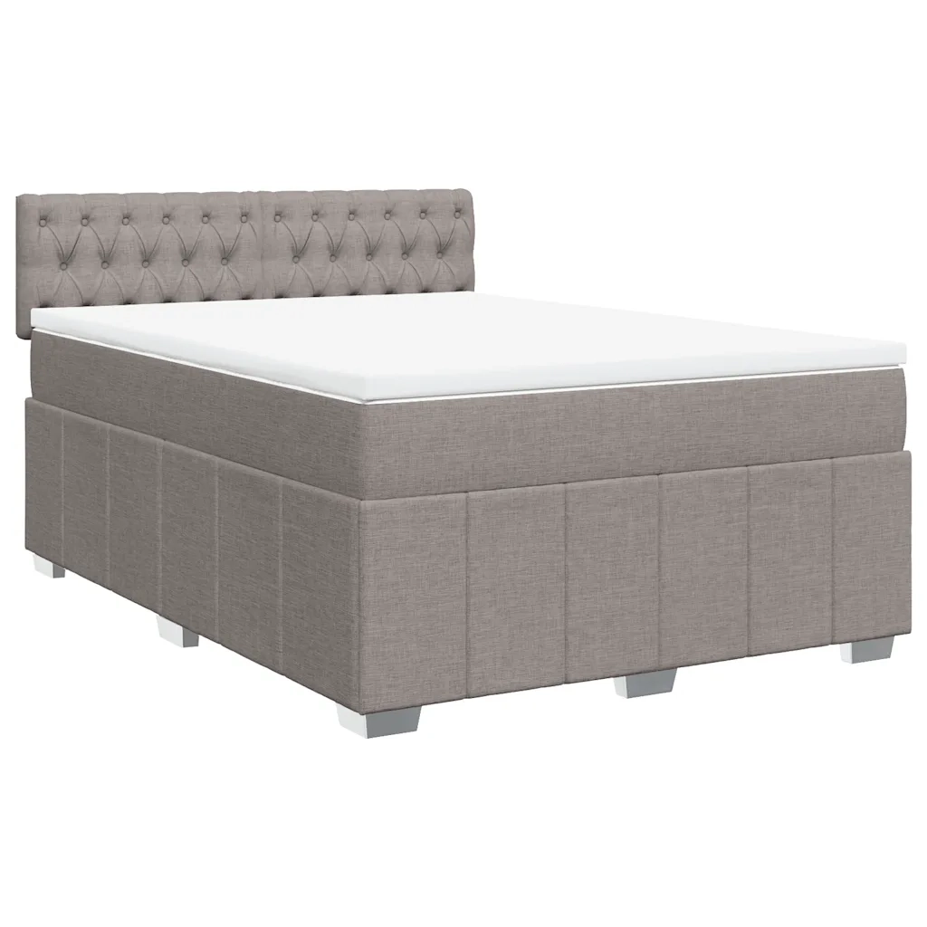 vidaXL Giroletto a Molle con Materasso Tortora 160x200 cm in Tessuto