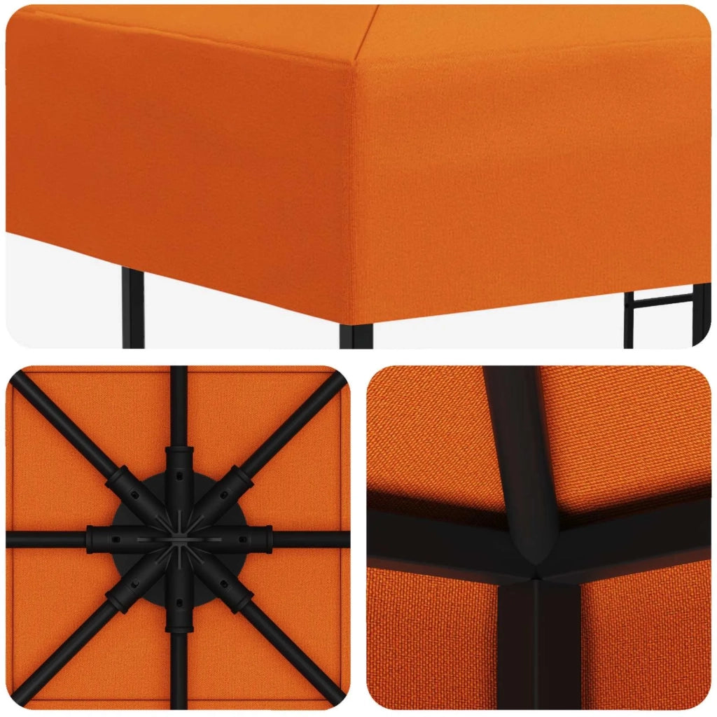 Gazebo 3 x 3 m Arancione Poliestere e Acciaio 190 900333